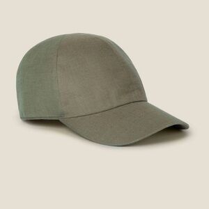 Luca Fallon Linen Baseball Cap Khaki Green Luxury Minimalist Italy NWT-Small